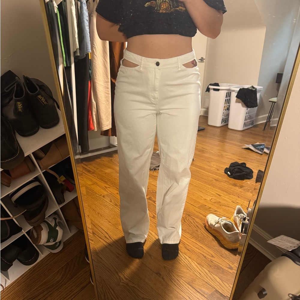Women's White Cut-Out Jeans